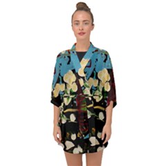 Valley Lilies 1 1 Half Sleeve Chiffon Kimono by bestdesignintheworld