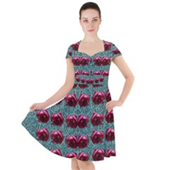 Forest Roses On Decorative Wood Cap Sleeve Midi Dress by pepitasart