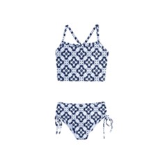 Abstrait Formes Bleu  Girls  Tankini Swimsuit by kcreatif