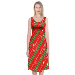 Christmas Paper Star Texture Midi Sleeveless Dress by Vaneshart