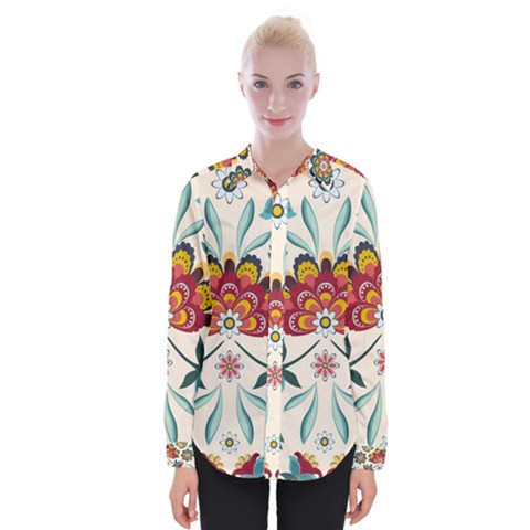 Baatik Print  Womens Long Sleeve Shirt by designsbymallika
