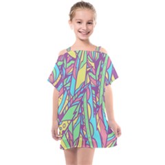 Feathers Pattern Kids  One Piece Chiffon Dress by Sobalvarro