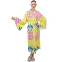 Summer Pineapple Seamless Pattern Maxi Velour Kimono by Sobalvarro