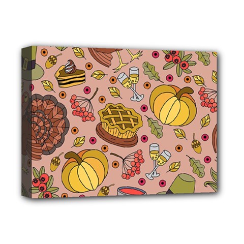 Thanksgiving Pattern Deluxe Canvas 16  X 12  (stretched)  by Sobalvarro