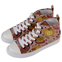 Thanksgiving Pattern Women s Mid-top Canvas Sneakers by Sobalvarro