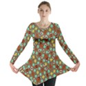 Colorful Modern Geometric Print Pattern Long Sleeve Tunic  View1