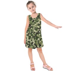 Dark Green Camouflage Army Kids  Sleeveless Dress by McCallaCoultureArmyShop