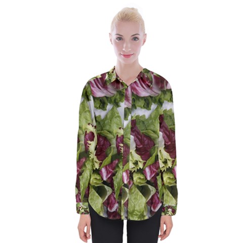 Salad Lettuce Vegetable Womens Long Sleeve Shirt by Sapixe