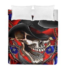 Confederate Flag Usa America United States Csa Civil War Rebel Dixie Military Poster Skull Duvet Cover Double Side (full/ Double Size) by Sapixe