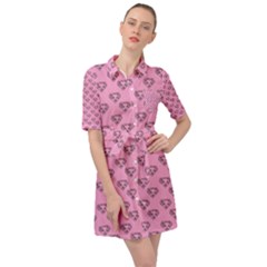 Heart Face Pink Belted Shirt Dress by snowwhitegirl