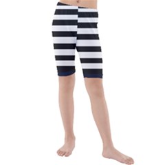 Bandes Noir/bleu Marine Kids  Mid Length Swim Shorts by kcreatif