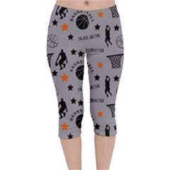 Slam Dunk Basketball Gray Velvet Capri Leggings  by mccallacoulturesports