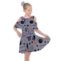 Slam Dunk Basketball Gray Kids  Shoulder Cutout Chiffon Dress by mccallacoulturesports