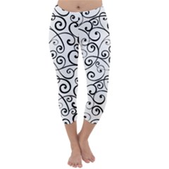 Black And White Swirls Capri Winter Leggings  by mccallacoulture