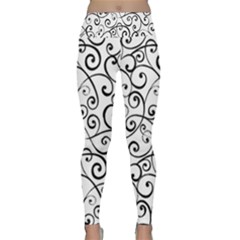 Black And White Swirls Lightweight Velour Classic Yoga Leggings by mccallacoulture