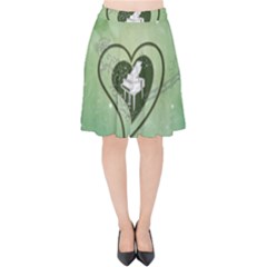 Music, Piano On A Heart Velvet High Waist Skirt by FantasyWorld7