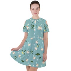 Tea Is Love Short Sleeve Shoulder Cut Out Dress  by designsbymallika
