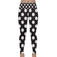 Black With White Polka Dots Lightweight Velour Classic Yoga Leggings by mccallacoulture