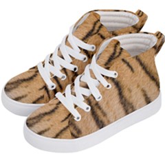 Tiger Stripes And Fur Pattern Design Kids  Hi-top Skate Sneakers by myuique