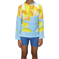 Salad Fruit Mixed Bowl Stacked Kids  Long Sleeve Swimwear by HermanTelo