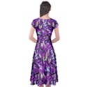 Botanical Violet Print Pattern 2 Cap Sleeve Wrap Front Dress View2