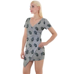 Army Green Hand Grenades Short Sleeve Asymmetric Mini Dress by McCallaCoultureArmyShop