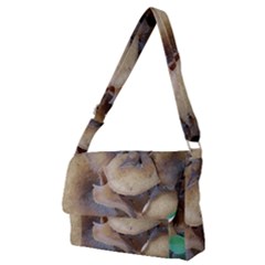 Close Up Mushroom Abstract Full Print Messenger Bag (m) by Fractalsandkaleidoscopes