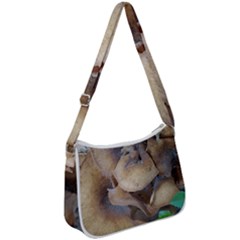 Close Up Mushroom Abstract Zip Up Shoulder Bag by Fractalsandkaleidoscopes