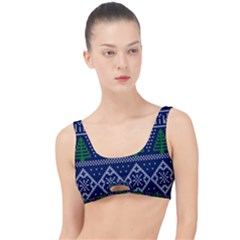 Beautiful Knitted Christmas Pattern Blur Green The Little Details Bikini Top by Vaneshart