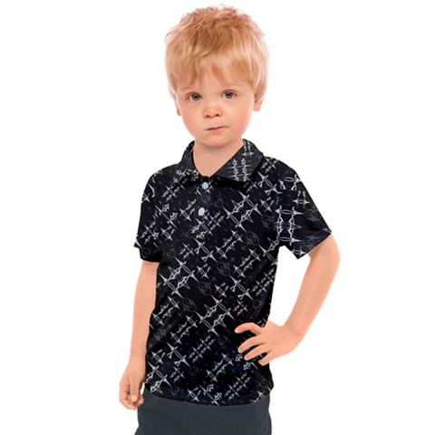 Black And White Ethnic Geometric Pattern Kids  Polo Tee by dflcprintsclothing