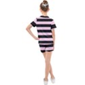 Black and Light Pastel Pink Large Stripes Goth Mime french style Kids  Mesh Tee and Shorts Set View2