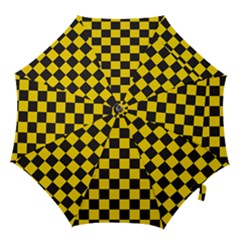 Checkerboard Pattern Black And Yellow Ancap Libertarian Hook Handle Umbrellas (large) by snek