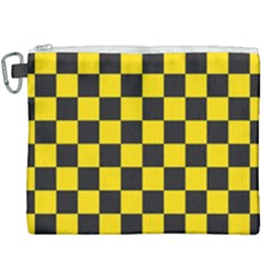 Checkerboard Pattern Black And Yellow Ancap Libertarian Canvas Cosmetic Bag (xxxl) by snek