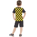 Checkerboard Pattern Black and Yellow Ancap Libertarian Kids  Tee and Shorts Set View2