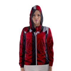 Roses Rouge Fleurs Women s Hooded Windbreaker by kcreatif