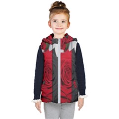 Roses Rouge Fleurs Kids  Hooded Puffer Vest by kcreatif