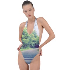 Photo Vue Sur Forêt  Backless Halter One Piece Swimsuit by kcreatif