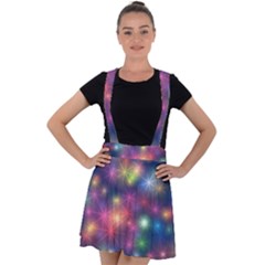 Abstract Background Graphic Space Velvet Suspender Skater Skirt by Bajindul