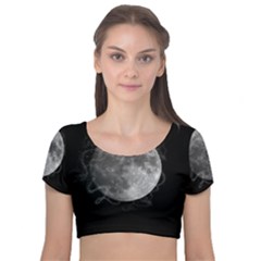 Lune Étoilé Velvet Short Sleeve Crop Top  by kcreatif