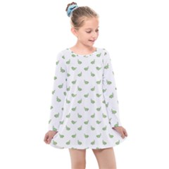 Iguana Sketchy Cartoon Style Drawing Pattern 2 Kids  Long Sleeve Dress by dflcprintsclothing