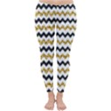 Black and Gold Glitters Zigzag Retro Pattern Golden metallic texture Classic Winter Leggings View1