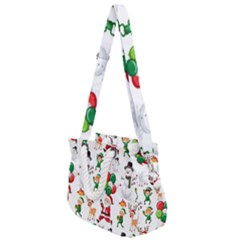 Seamless Pattern Christmas Rope Handles Shoulder Strap Bag by Vaneshart