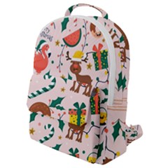 Colorful Funny Christmas Pattern Merry Xmas Flap Pocket Backpack (small) by Vaneshart