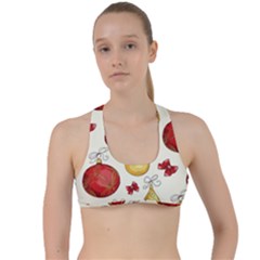 Vintage Christmas Pattern Background Criss Cross Racerback Sports Bra by Vaneshart