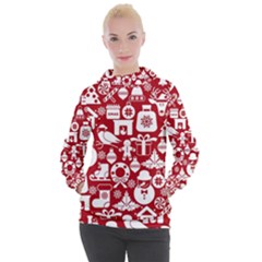 Christmas Seamless Pattern Icons Women s Hooded Pullover by Vaneshart