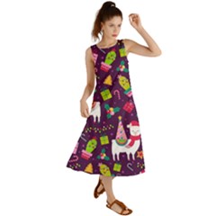 Colorful Funny Christmas Pattern Summer Maxi Dress by Vaneshart