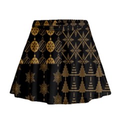 Golden Christmas Pattern Collection Mini Flare Skirt by Vaneshart