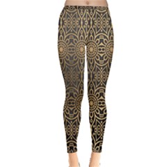 Luxury Ornamental Mandala Design Background Inside Out Leggings by Vaneshart