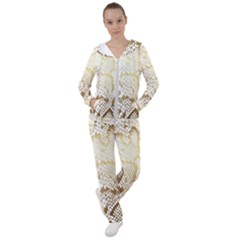 White And Gold Snakeskin Women s Tracksuit by mccallacoulture