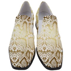 White And Gold Snakeskin Women Slip On Heel Loafers by mccallacoulture